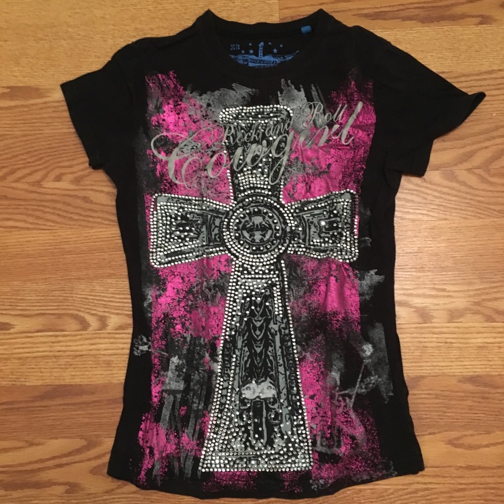 Rock N’ Roll Cowgirl Black Tee